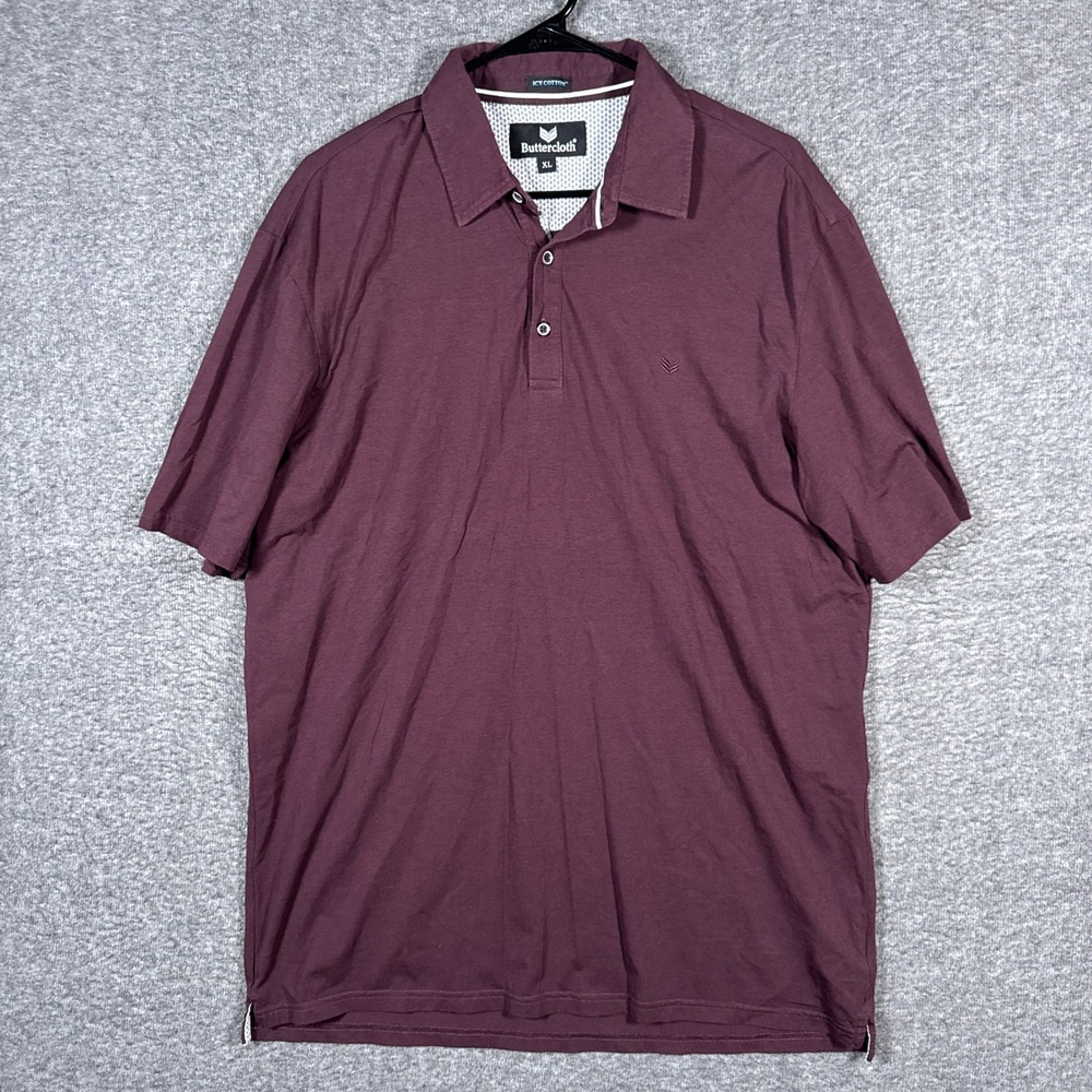 Buttercloth‎ Polo Shirt Mens XL Burgundy Red Icy Cotton Mint Fiber Stretch